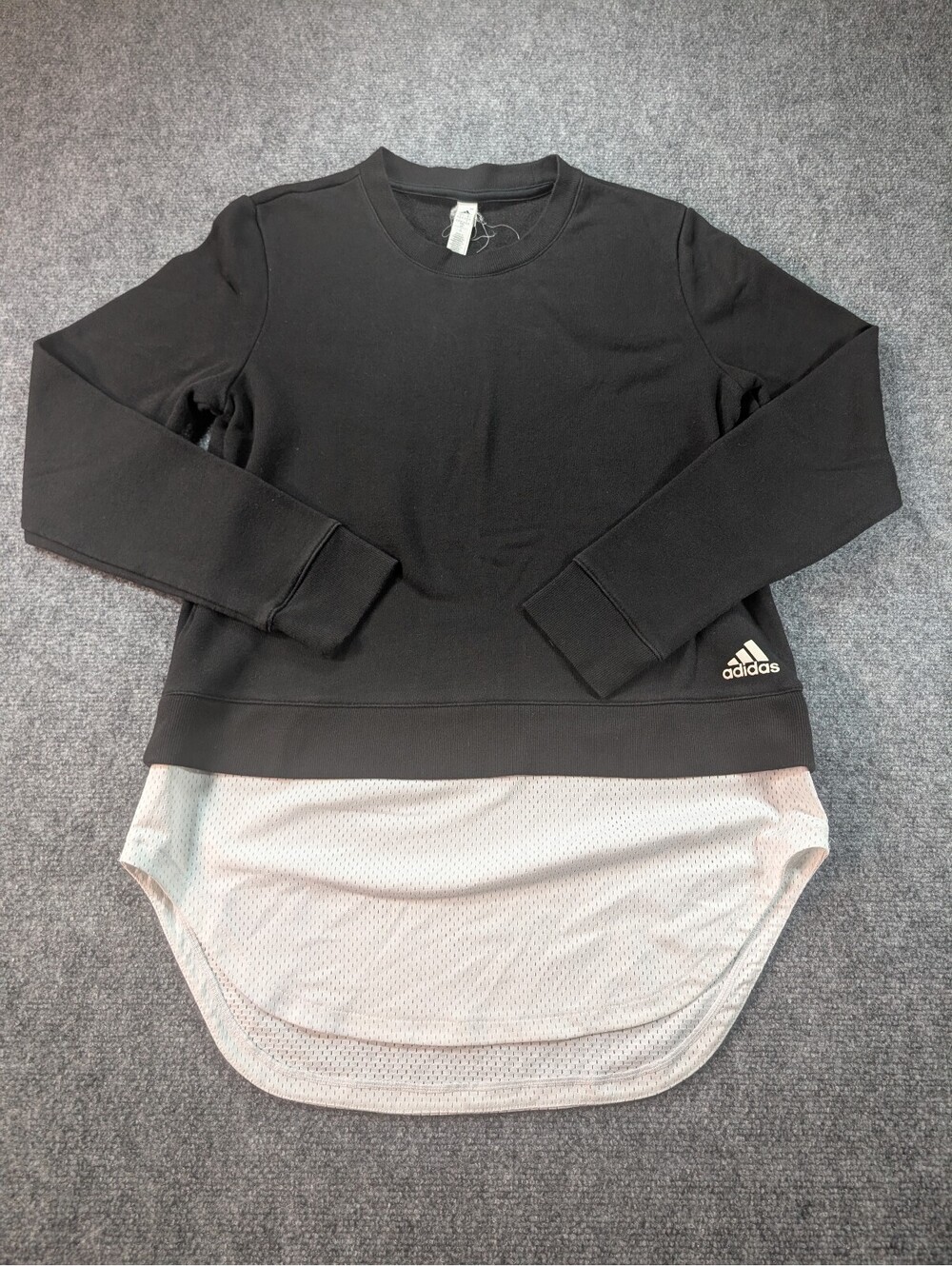 Adidas Women's Small Black Dual Layer Jersey Trim Sweatshirt Athletic Gym